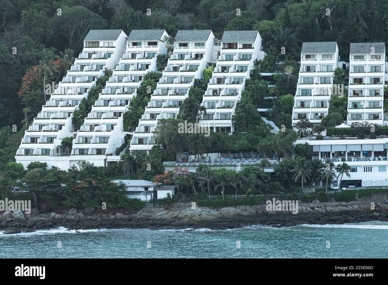 Private modern beach resort. Multistorey villa. Luxurious resort among