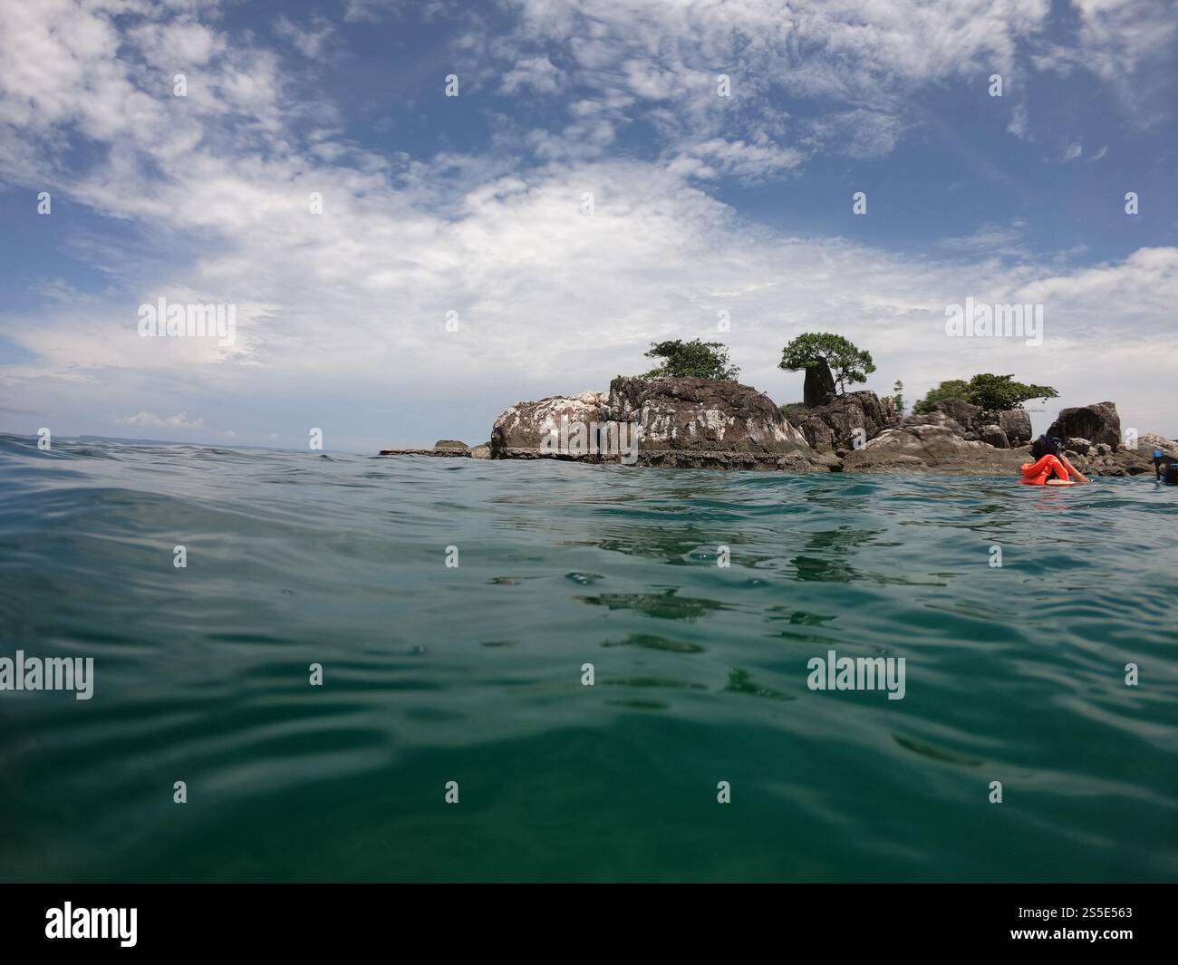 Places with islands and tourists diving in Thailand Stock Photo