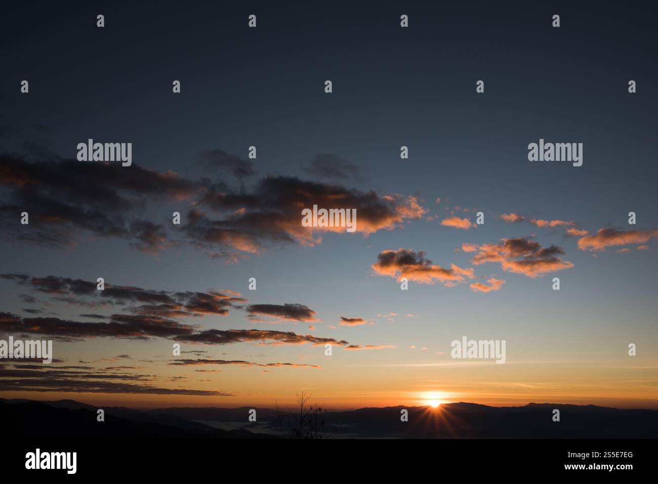 Mountain range in the morning, Silhouette layer mountain Stock Photo ...
