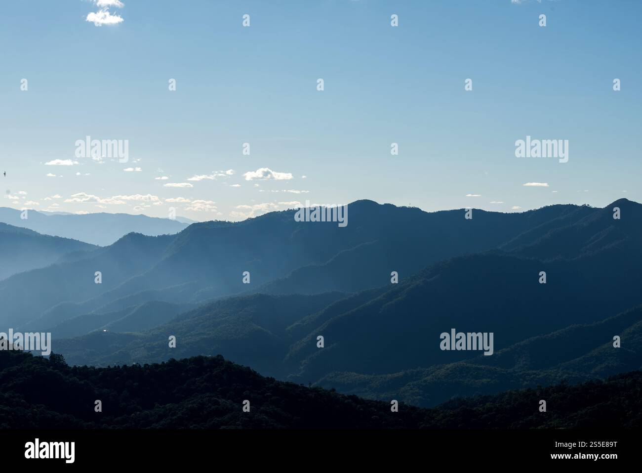 Mountain range in the morning, Silhouette layer mountain Stock Photo ...