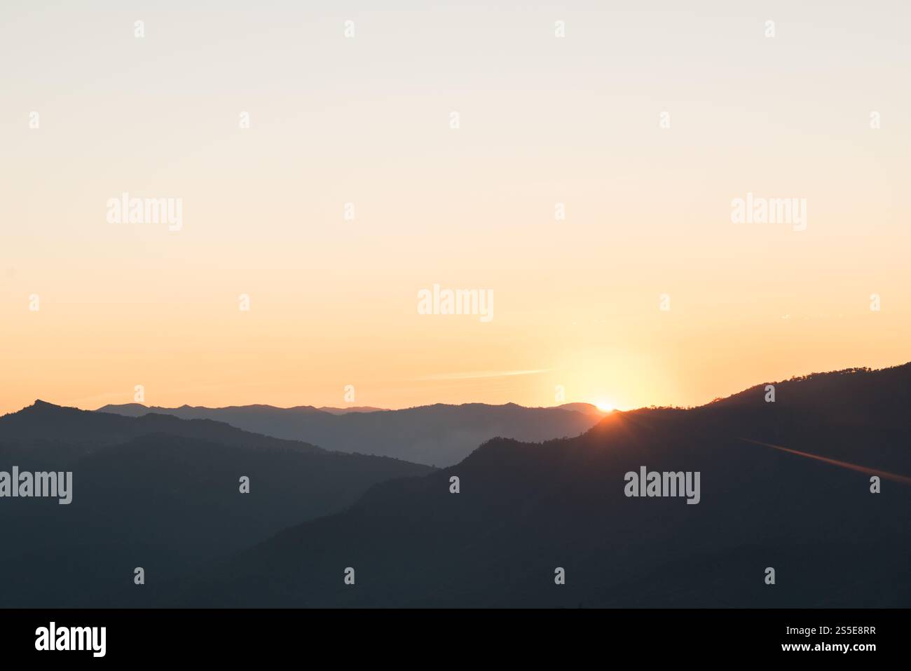 Mountain range in the morning, Silhouette layer mountain Stock Photo ...