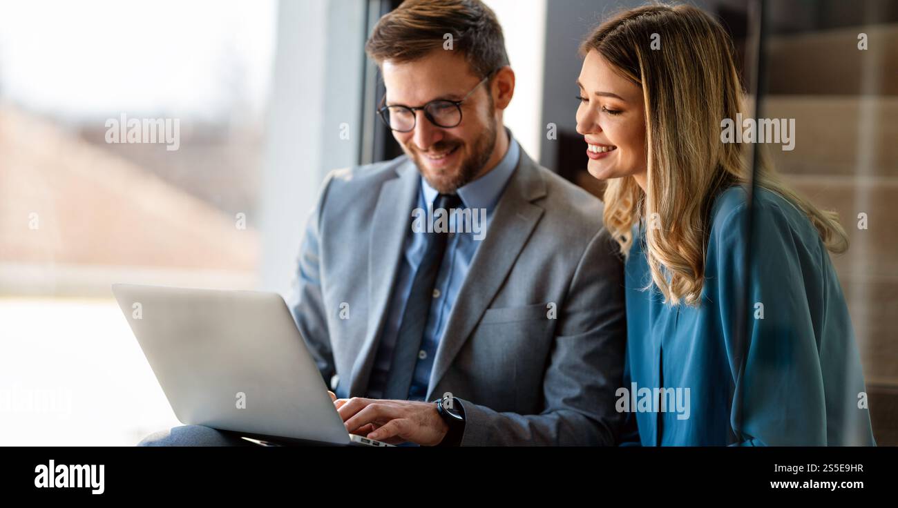 Professional business executive managers office team working using laptop computer in office Stock Photo