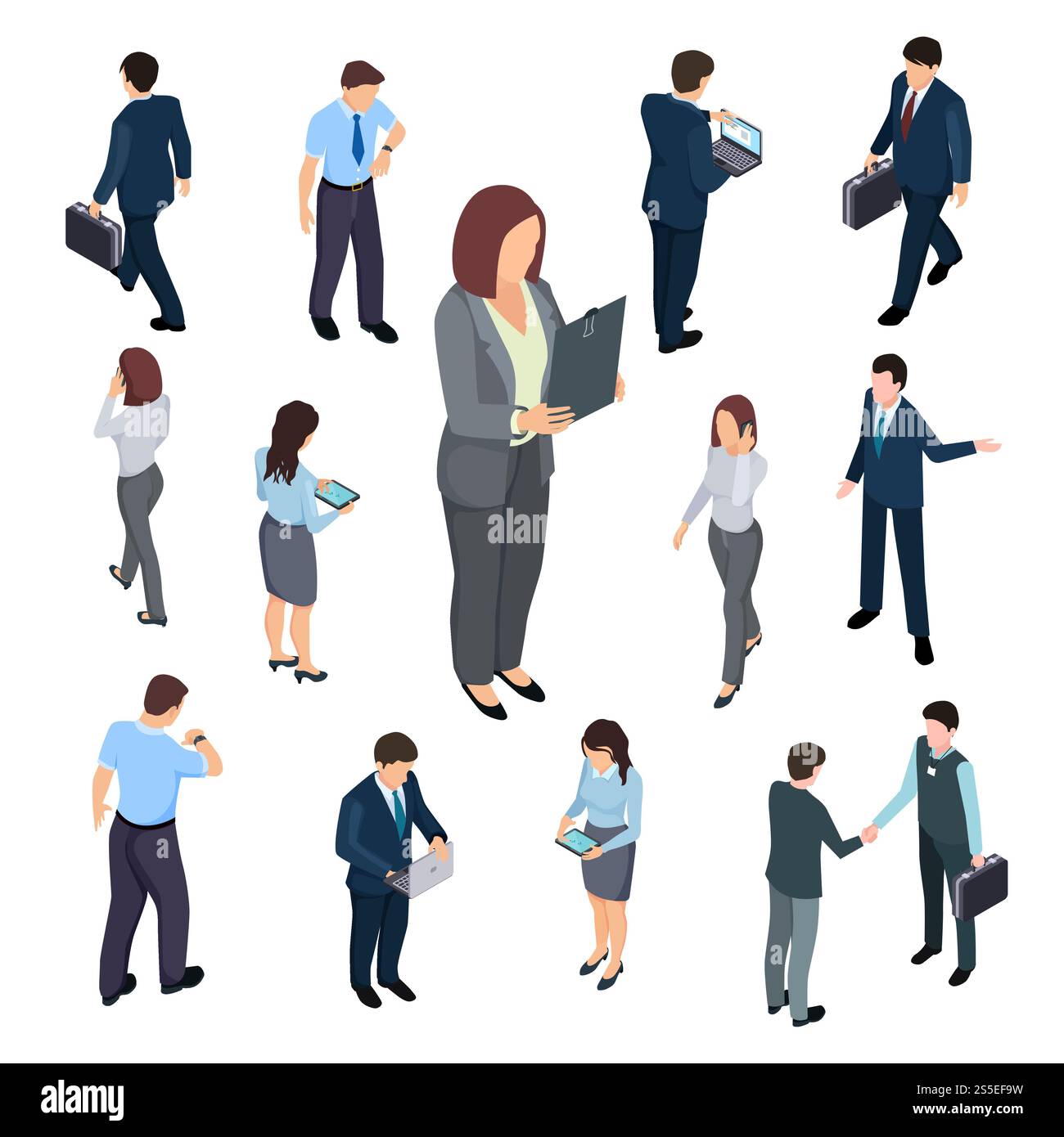 3D isometric business people vector of set. Business isometric man and ...