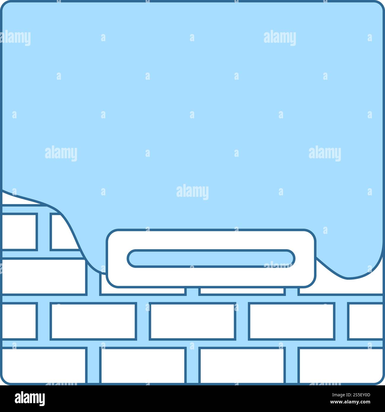 Icon Of Plastered Brick Wall. Thin Line With Blue Fill Design. Vector ...