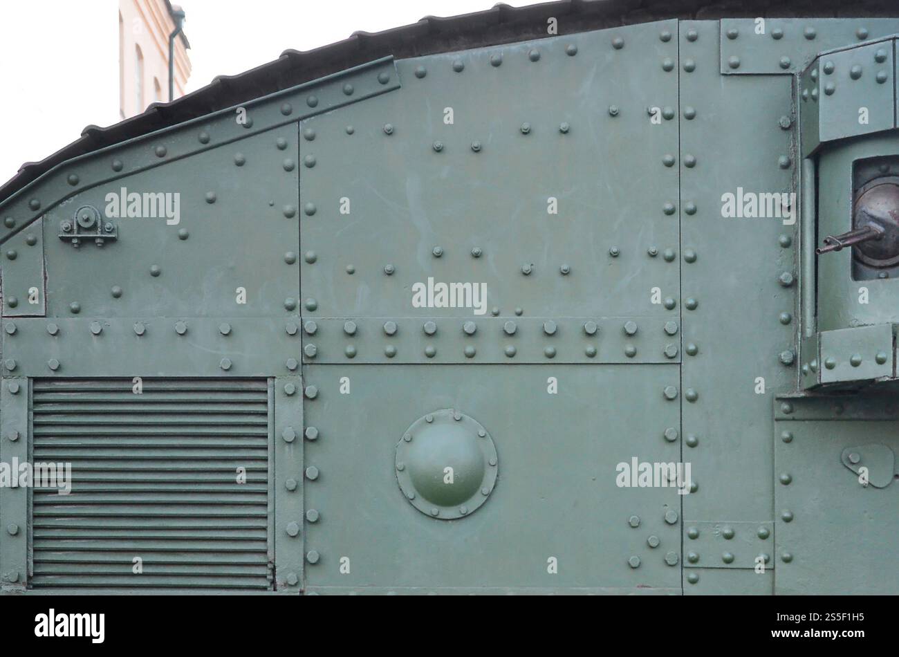 Texture of tank side wall, made of metal and reinforced with a ...