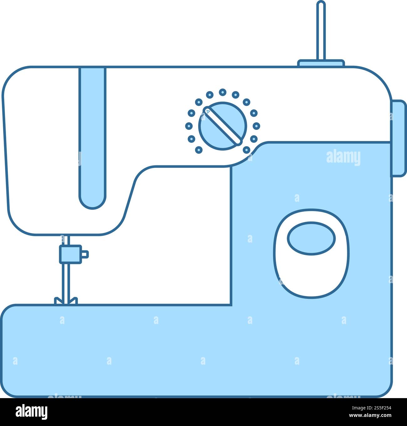 Modern Sewing Machine Icon. Thin Line With Blue Fill Design. Vector ...
