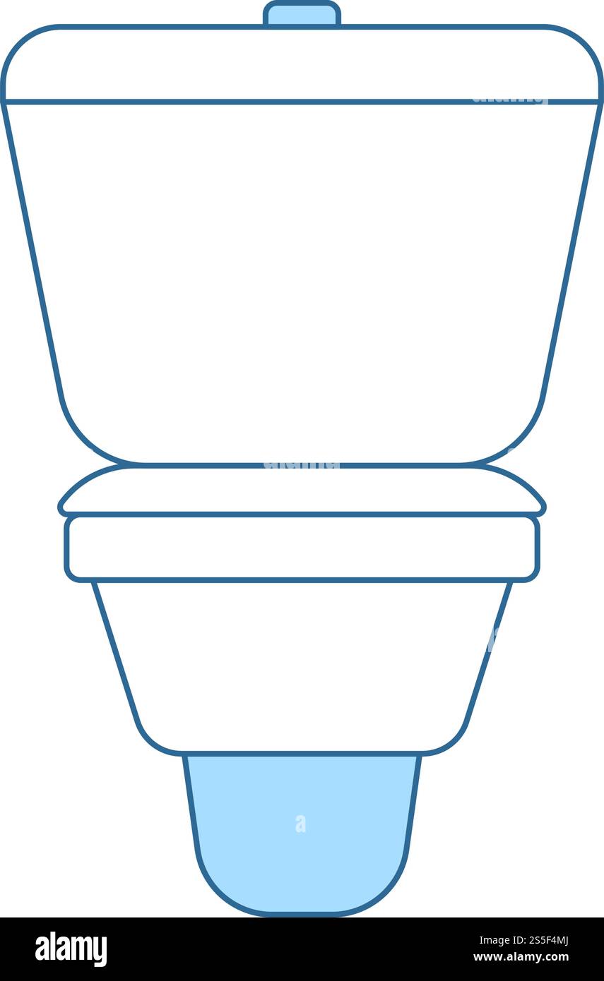 Toilet Bowl Icon. Thin Line With Blue Fill Design. Vector Illustration ...