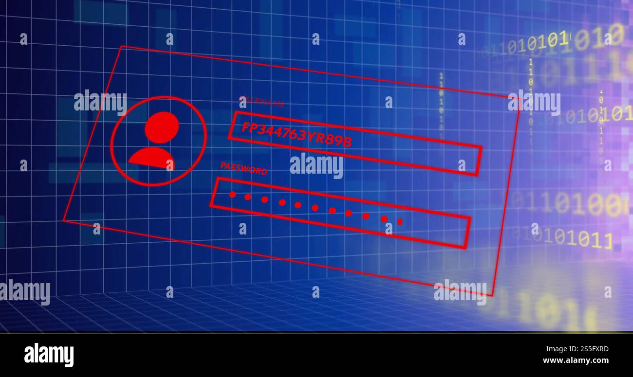 Image of person icon and data processing over computer servers Stock Photo