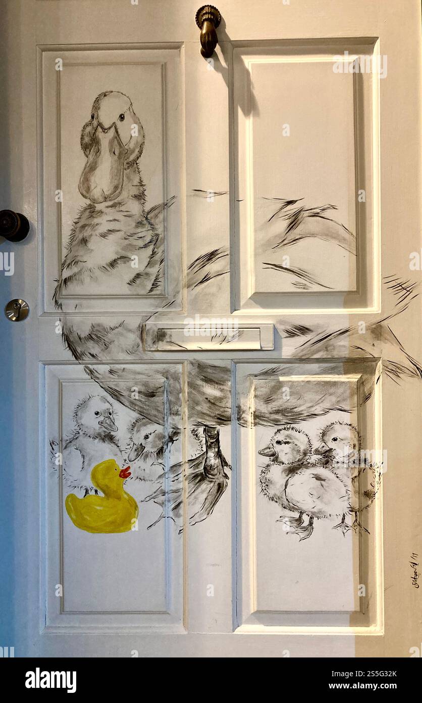 Artwork on the doors of Rua de Santa Maria in the Zona Velha in Funchal, Madeira. - Smartphone Captured Stock Image