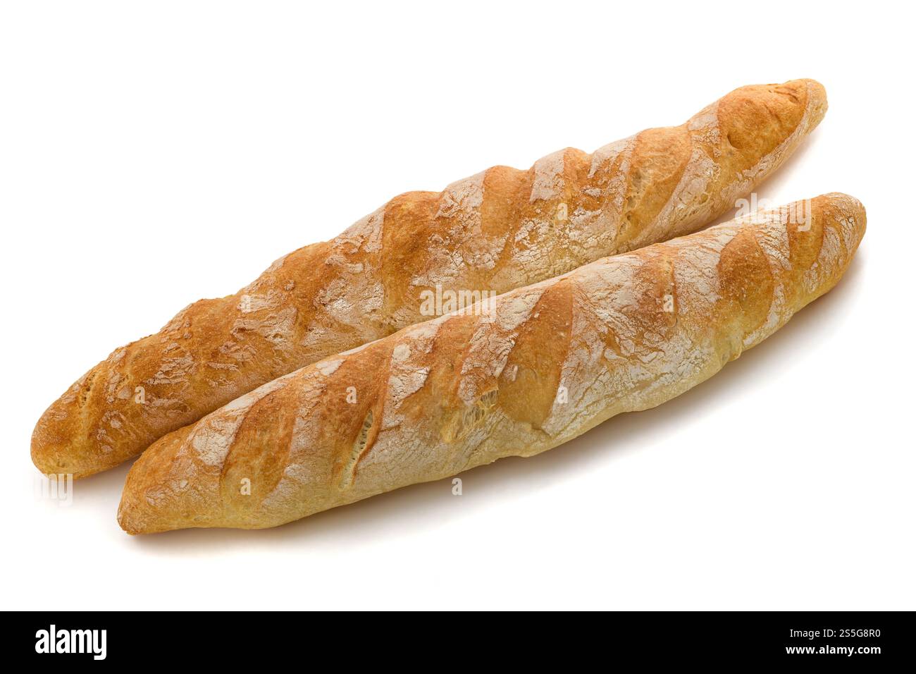 Two baguettes isolated on white Stock Photo