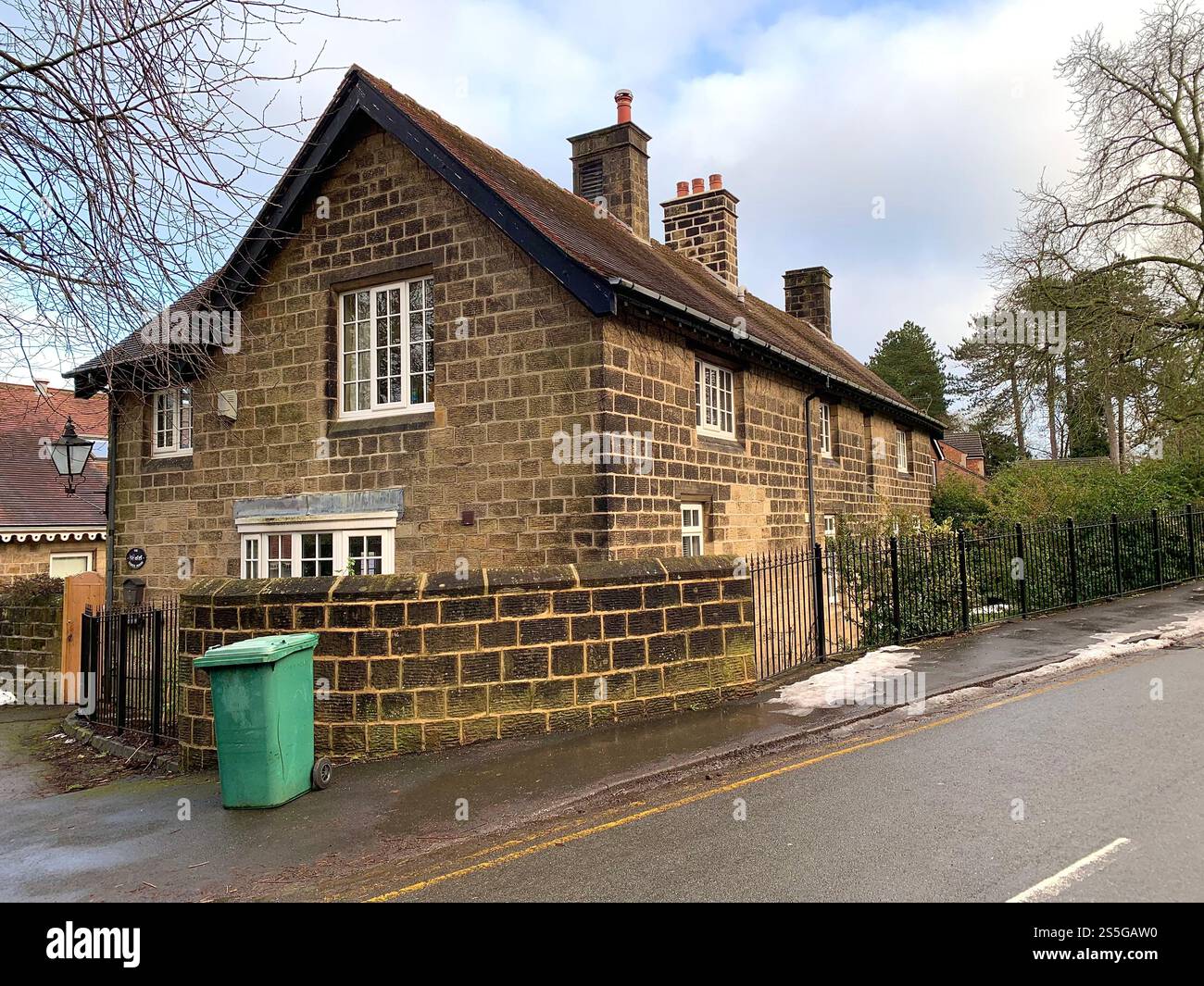 Burley in Wharfedale houses house West Yorkshire place live lived lives town Village Country England British UK stone type homes family families old - Smartphone Captured Stock Image