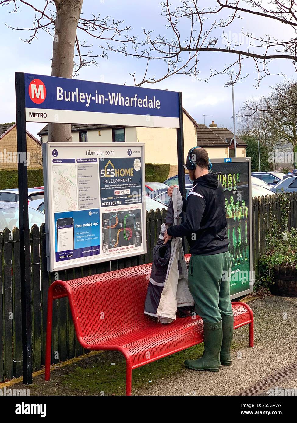 Burley in Wharfedale houses house West Yorkshire place live lived lives town Village Country England British UK stone type homes family families old - Smartphone Captured Stock Image