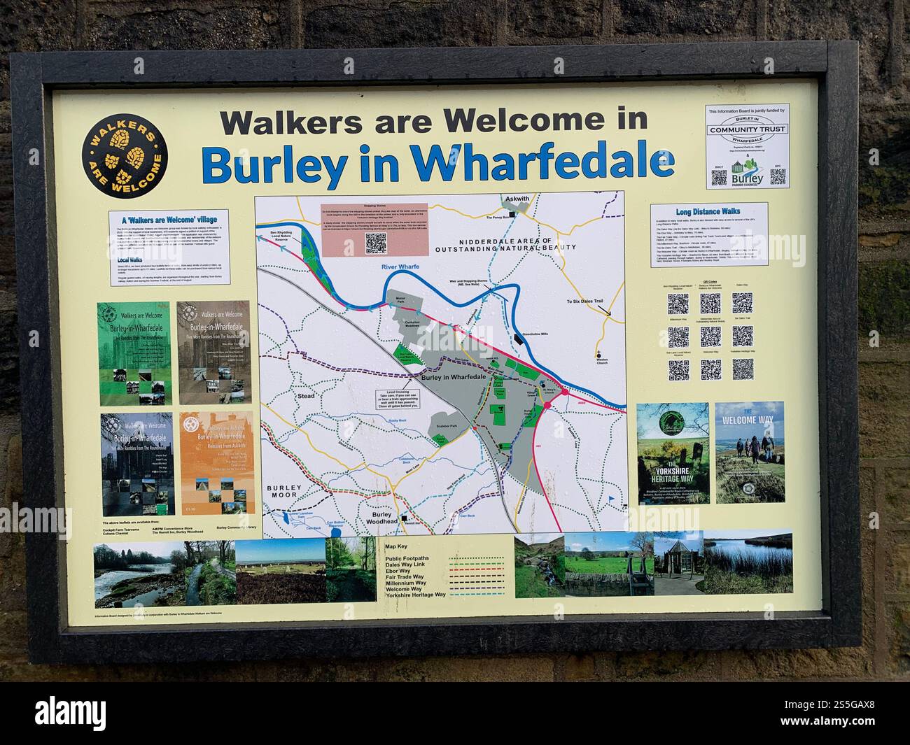 Burley in Wharfedale houses house West Yorkshire place live lived lives town Village Country England British UK stone type homes family families old - Smartphone Captured Stock Image