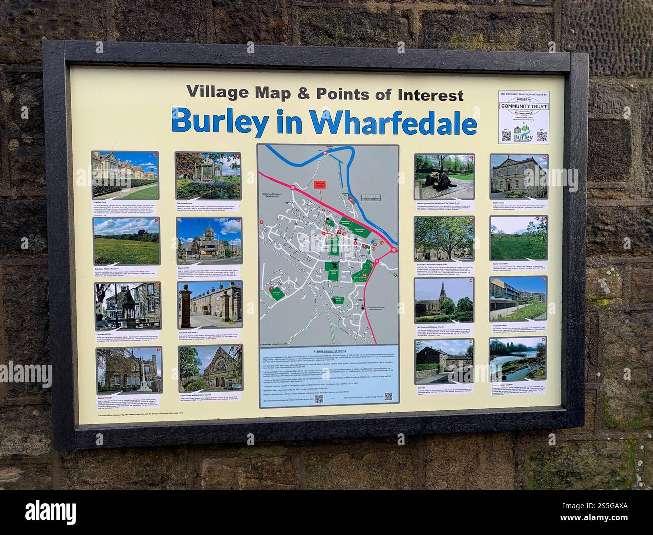 Burley in Wharfedale houses house West Yorkshire place live lived lives town Village Country England British UK stone type homes family families old - Smartphone Captured Stock Image