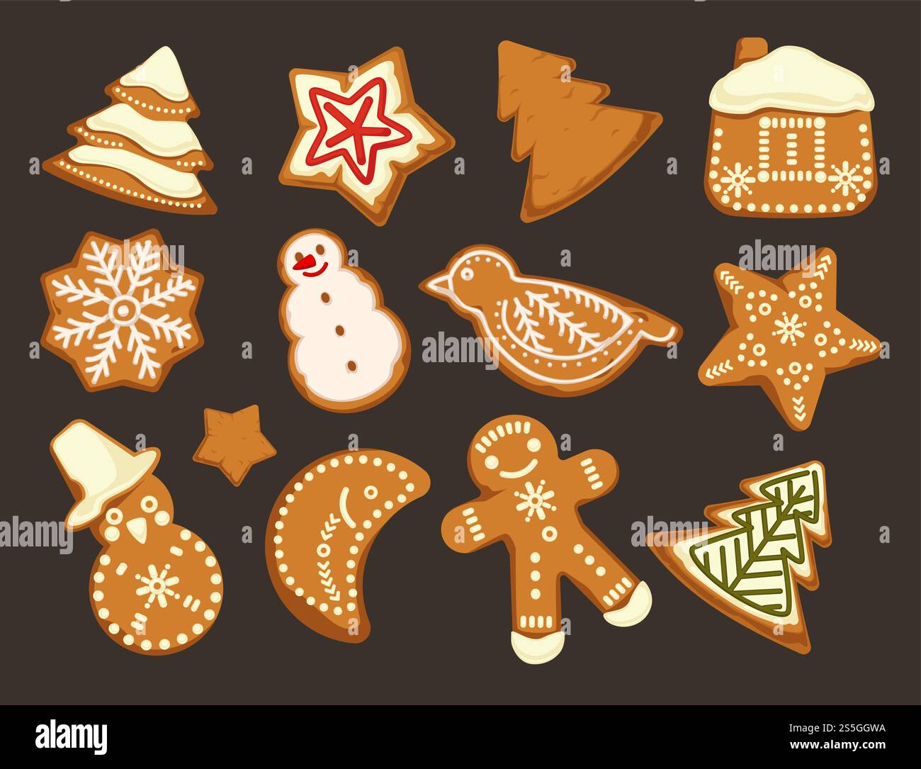 Christmas traditonal cookies graphic design vector signs in hi-res ...