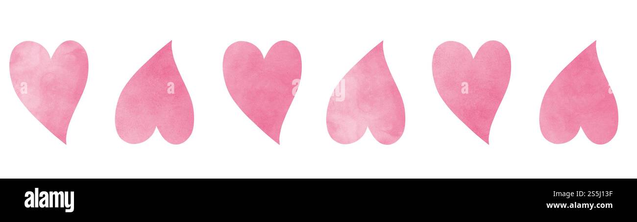 Watercolor pink hearts seamless border. Valentine's day pattern ...