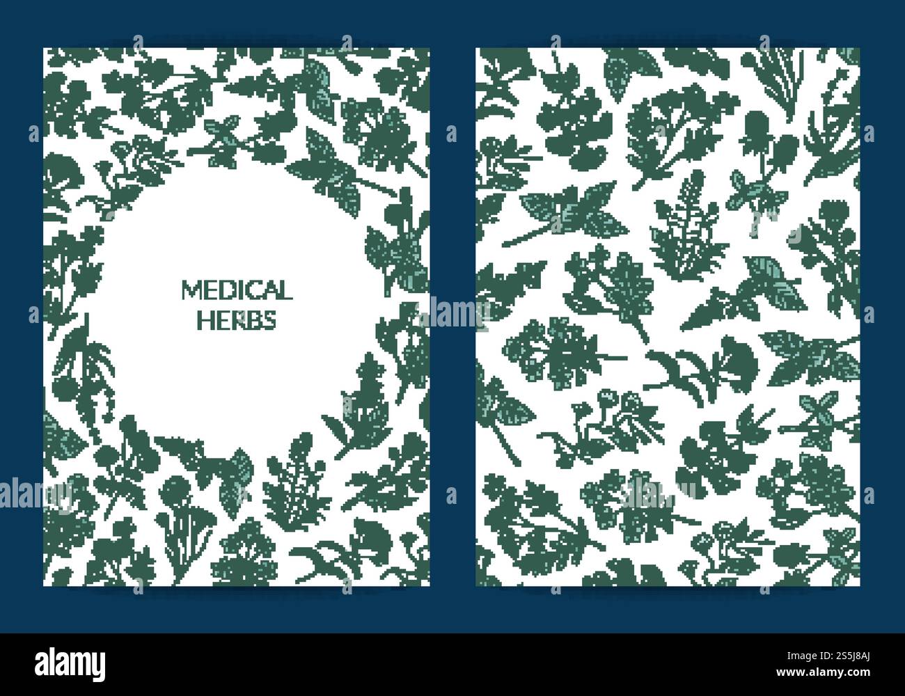 Vector hand drawn medical herbs card or flyer poster of set template ...