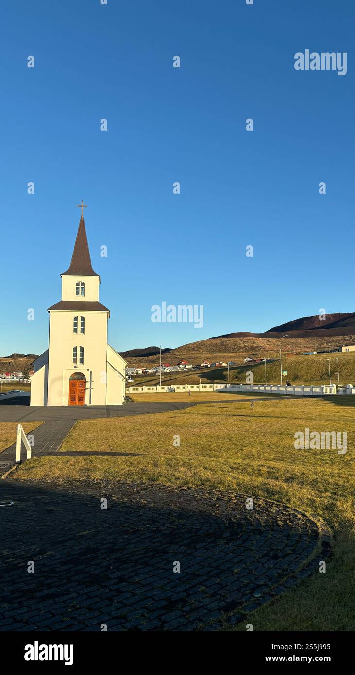Landa Church in Vestmannaeyjabaer, Heimaey, Iceland - Smartphone Captured Stock Image