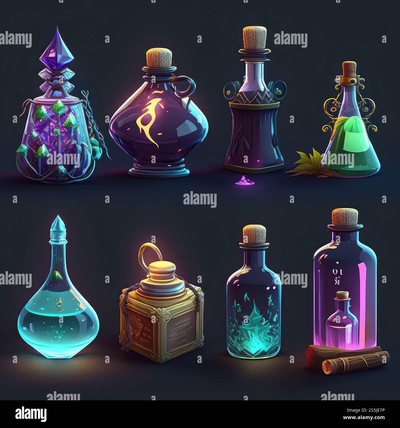 element potion bottle video game ai generated. love app, alchemy magic ...