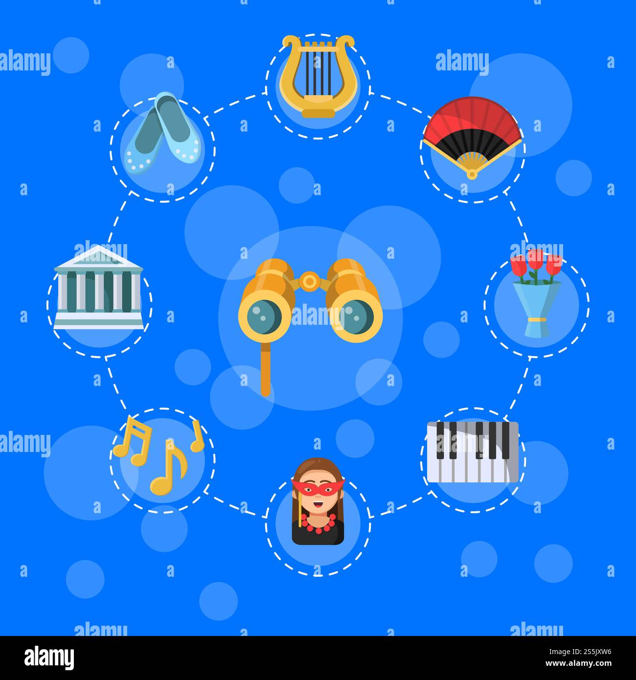 Vector flat theatre icons info graphic page banner for web concept ...