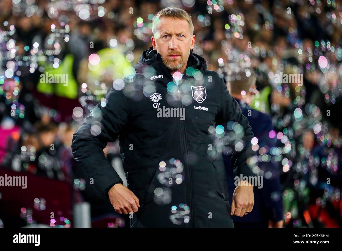 Graham Potter of West Ham United looks on prior to the Premier League ...