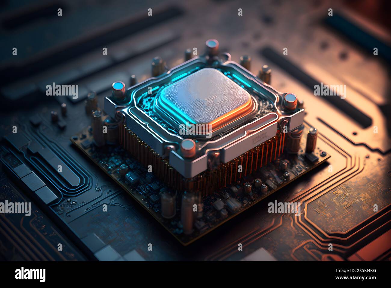 CPU processor with modern futuristic technology appearance. Neural ...