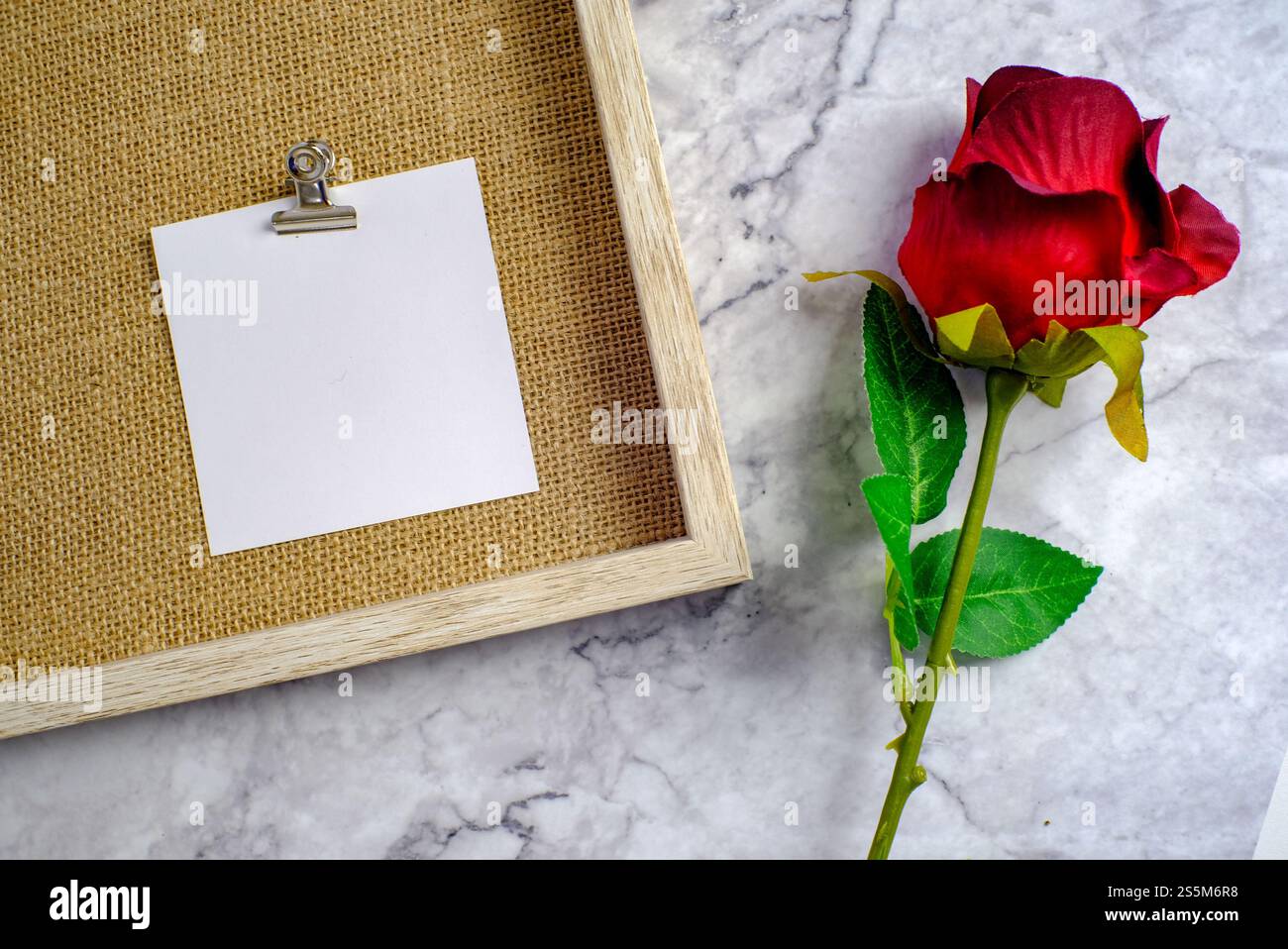 Valentines day background. Red rose with message card of Love romantic ...