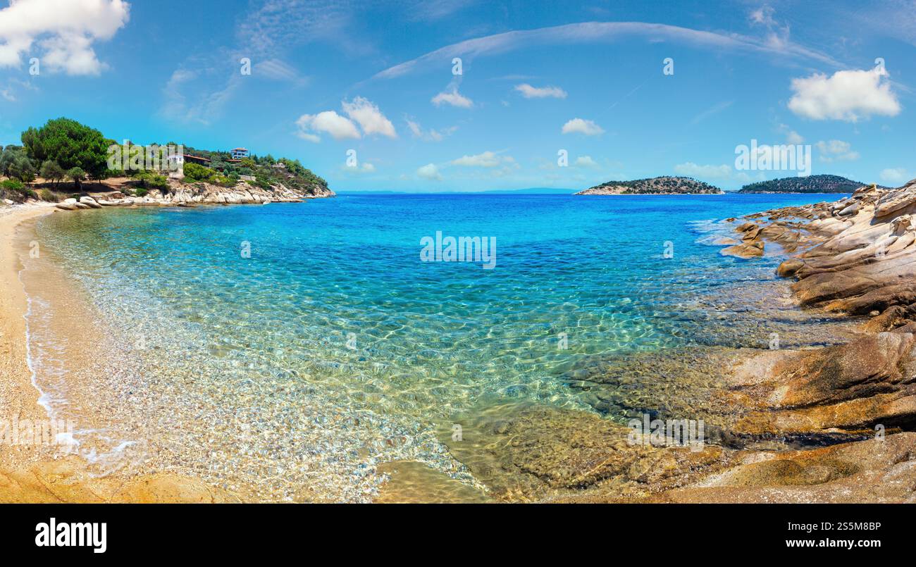 Beautiful Summer Aegean Sea Rocky Coast Landscape Sithonia near 
