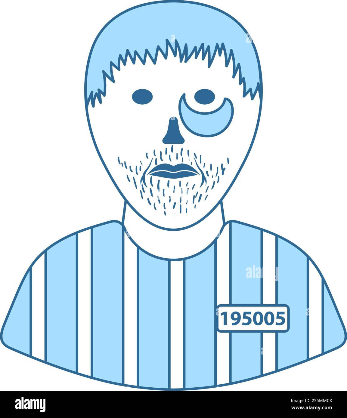 Prisoner Icon. Thin Line With Blue Fill Design. Vector Illustration. Stock Vector
