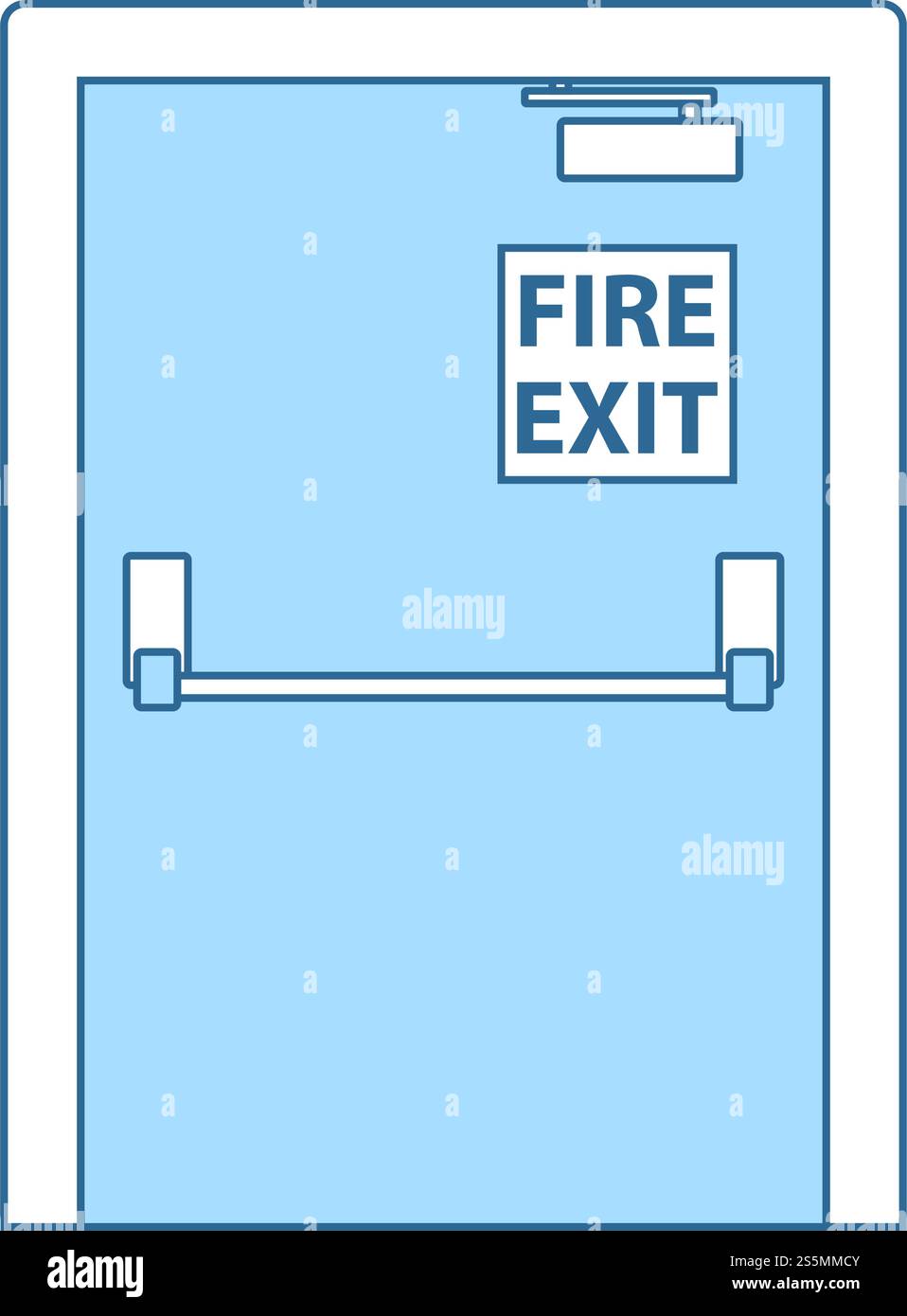 Fire Exit Door Icon. Thin Line With Blue Fill Design. Vector ...