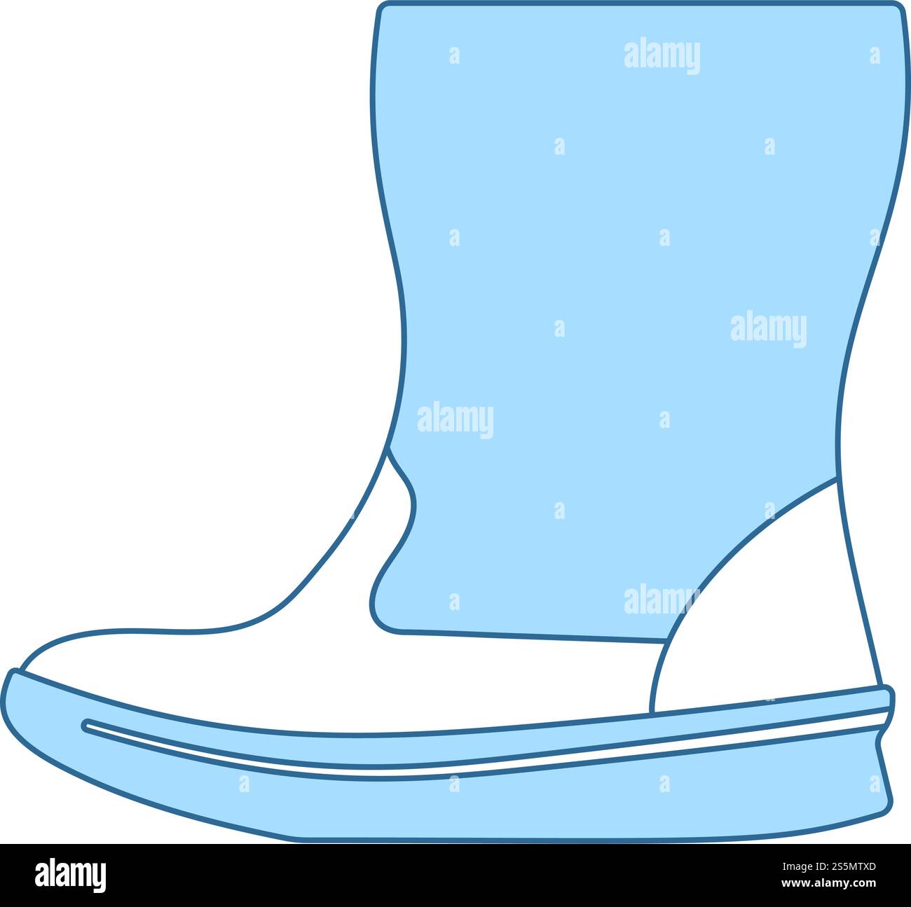 Woman Fluffy Boot Icon. Thin Line With Blue Fill Design. Vector ...