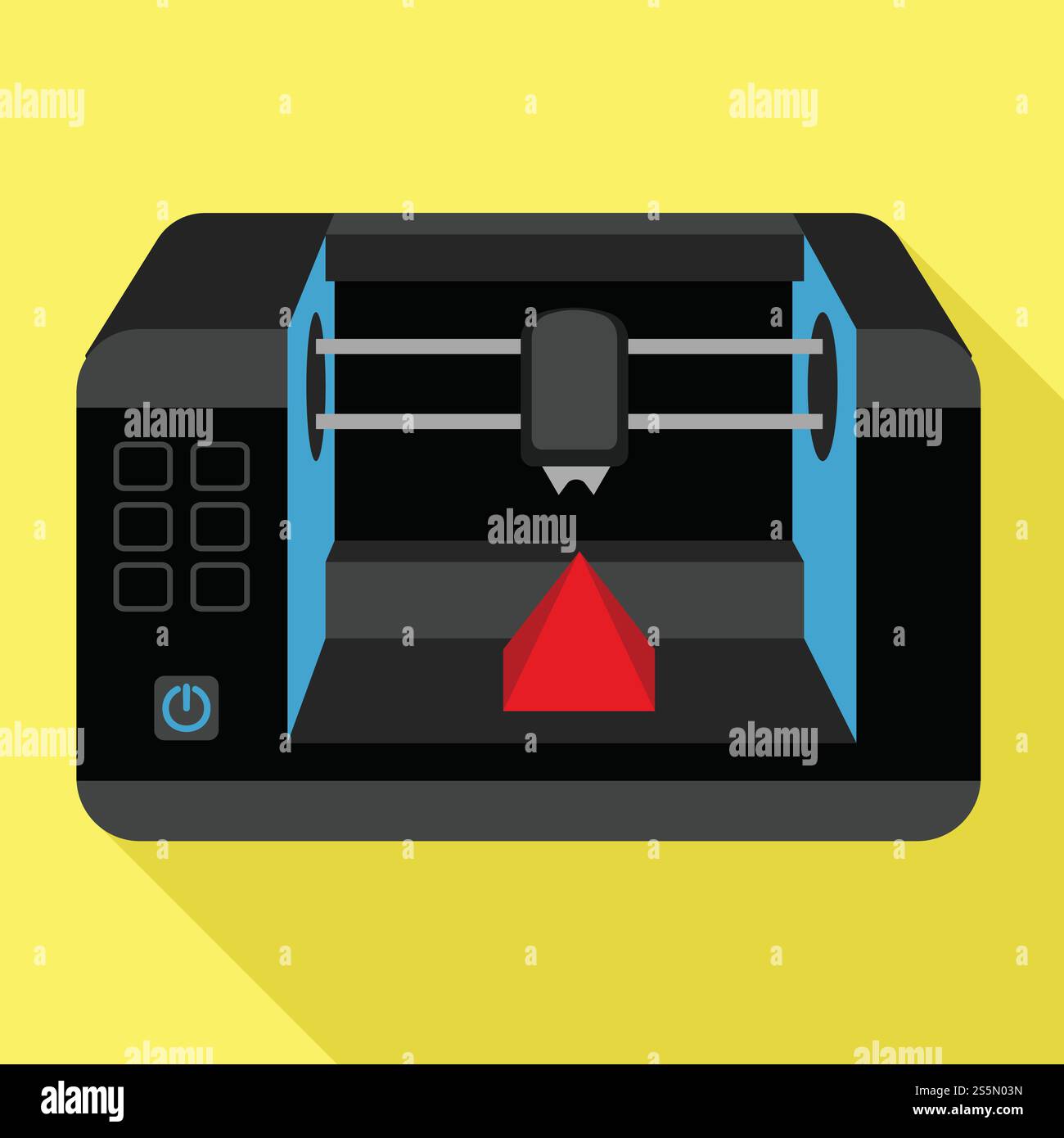 3d printer icon. Flat illustration of 3d printer vector icon for web design. 3d printer icon, flat style Stock Vector