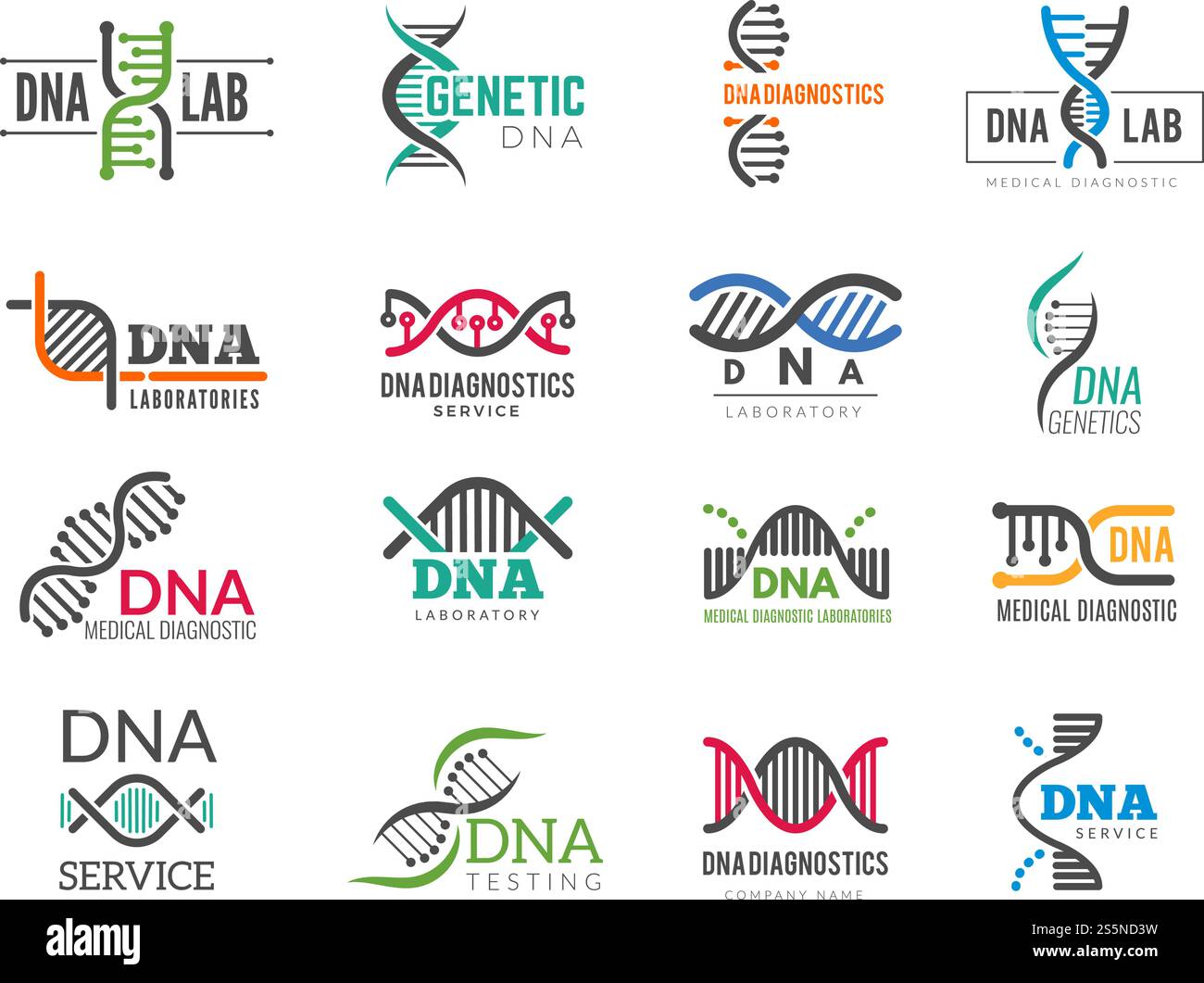 Dna logotype. Business identity with science biotech symbols ...