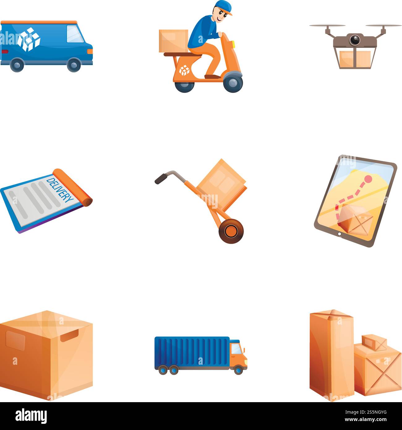 Courier parcel delivery icon set. Cartoon set of 9 courier parcel ...