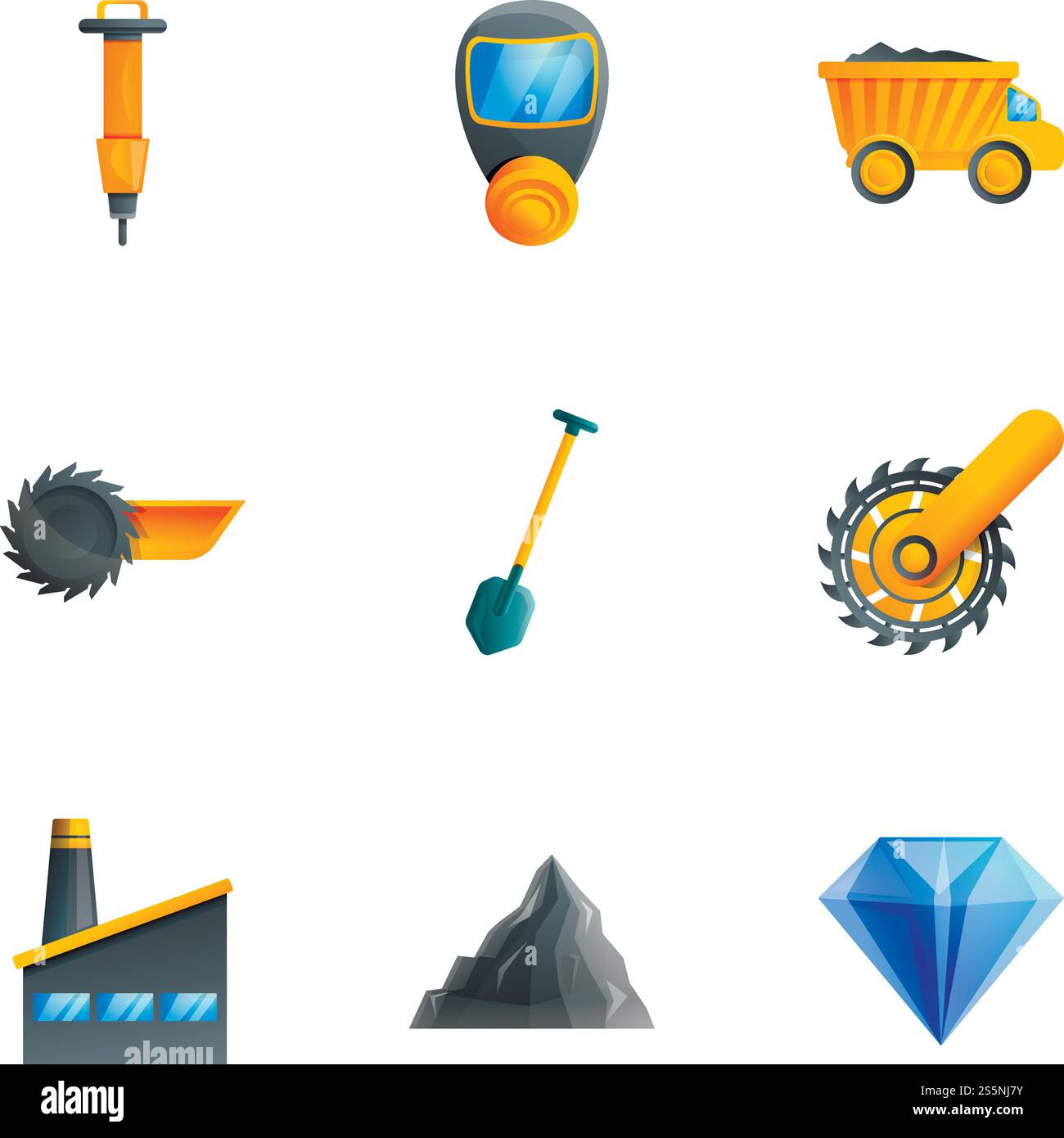 Coal extract mine icon set. Cartoon set of 9 coal extract mine vector ...