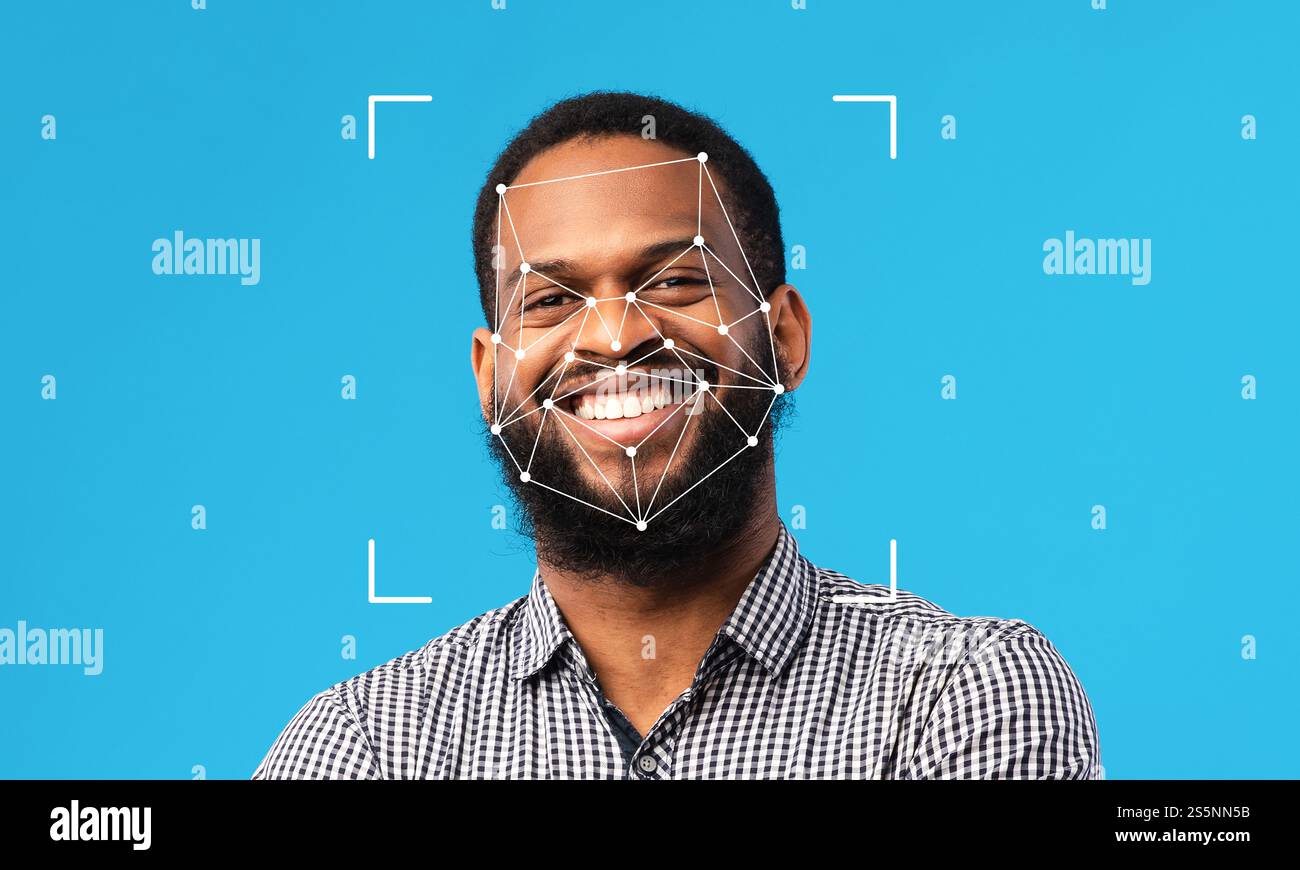 Facial recognition technology enhances identification in modern applications Stock Photo