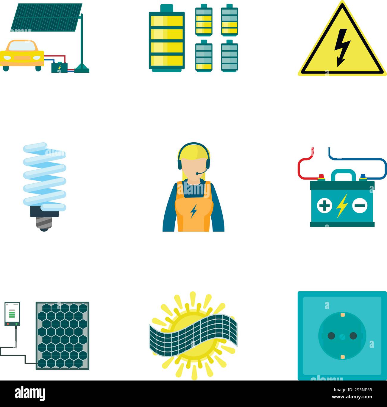 Solar energy icon set. Flat set of 9 solar energy vector icons for web ...