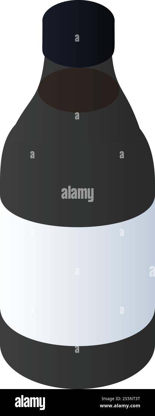 Black paint bottle icon. Isometric of black paint bottle vector icon for web design isolated on white background. Black paint bottle icon, isometric style Stock Vector