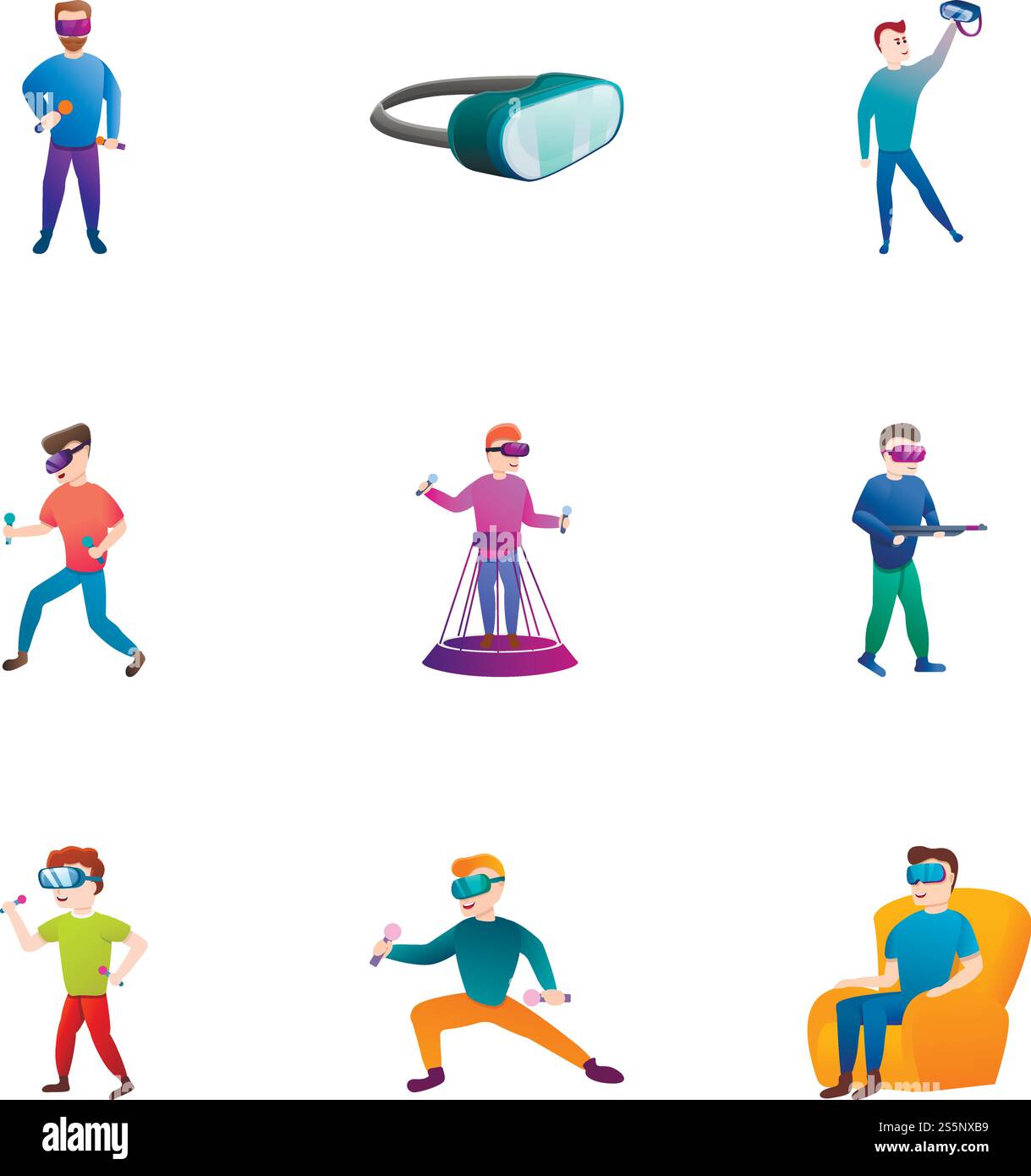Vr goggles icon set. Cartoon set of 9 vr goggles vector icons for web ...