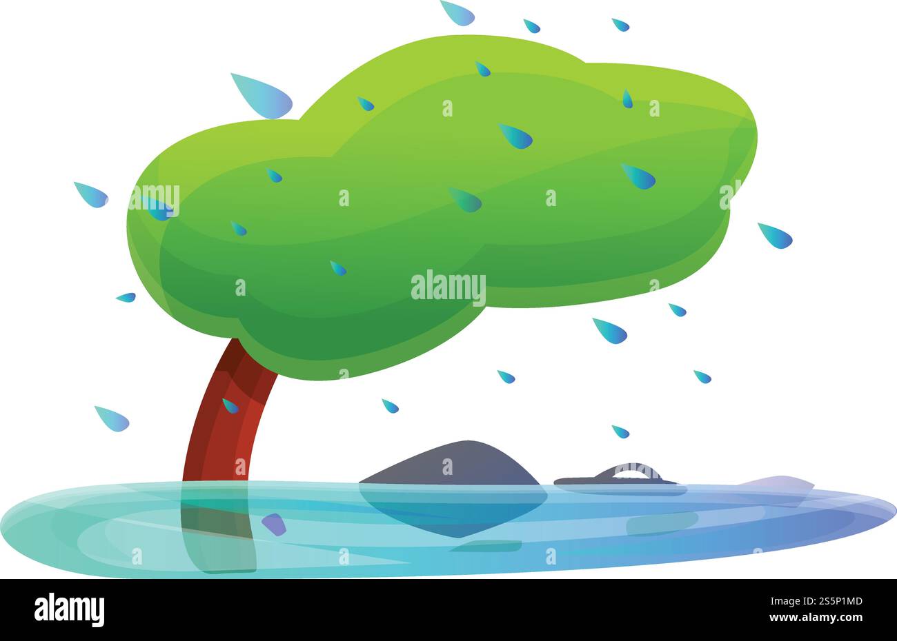 Tree under storm wind icon. Cartoon of tree under storm wind vector ...