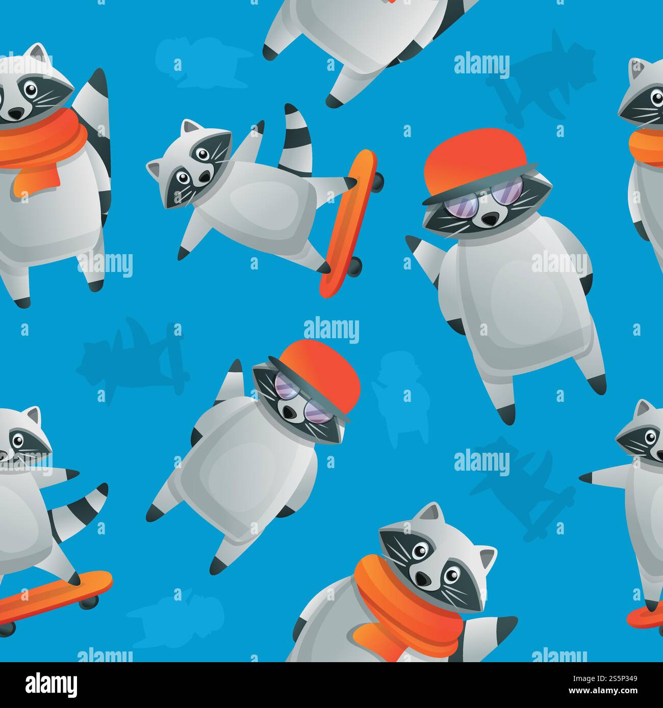 Extreme racoon pattern. Cartoon illustration of extreme racoon vector ...