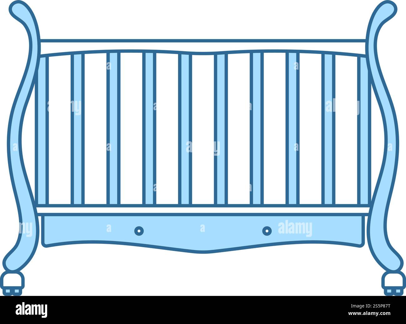 Crib With Canopy Icon. Thin Line With Blue Fill Design. Vector Illustration. Stock Vector