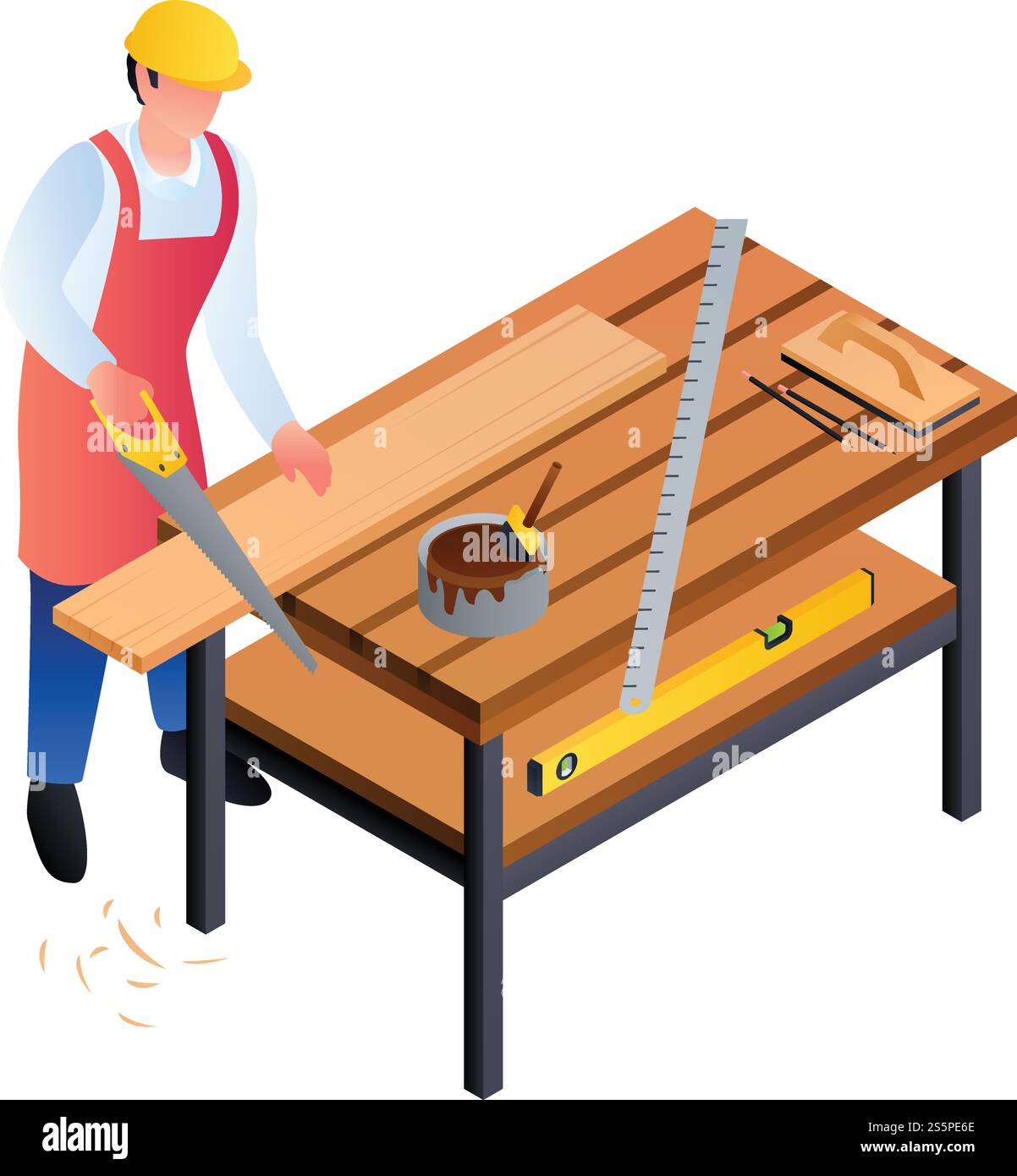 Carpenter worker icon. Isometric of carpenter worker vector icon for web design isolated on white background. Carpenter worker icon, isometric style Stock Vector