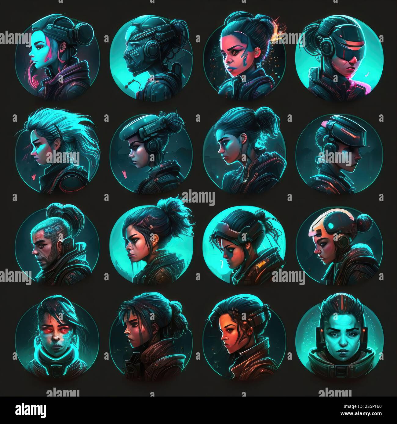 tech cyberpunk character avatar ai generated. poster geometric, digital ...