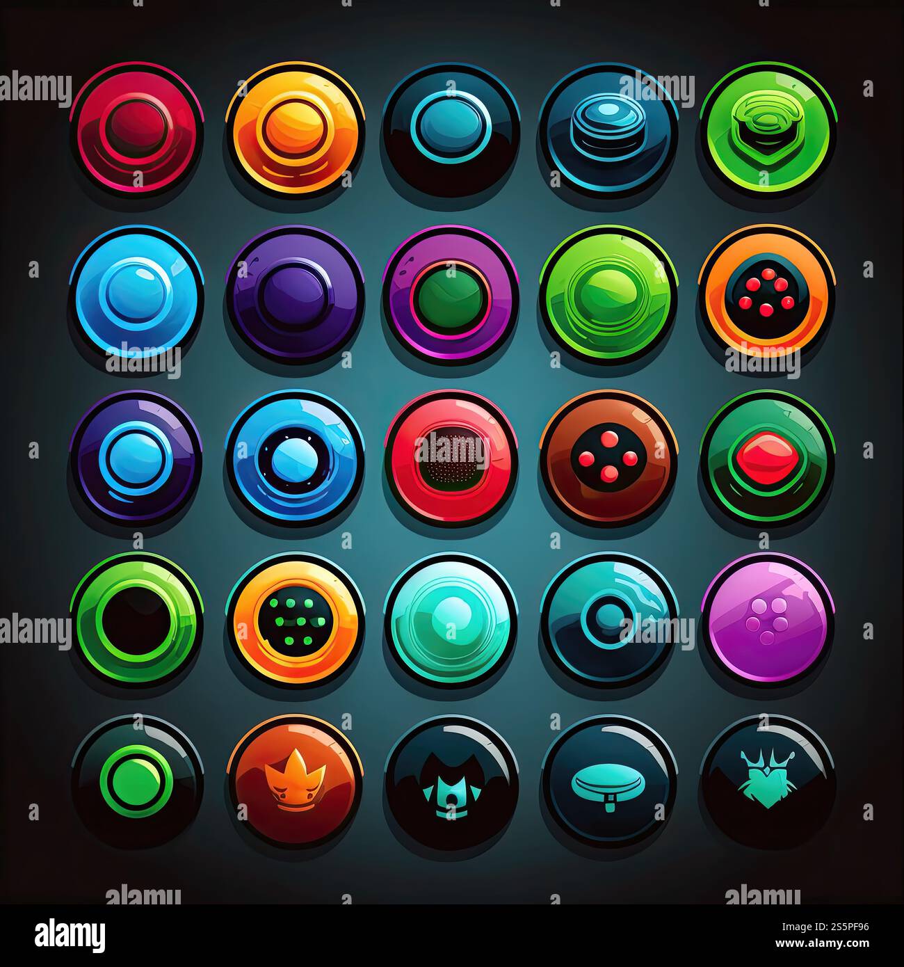 circle round game button ai generated. mobile play, colorful glossy ...