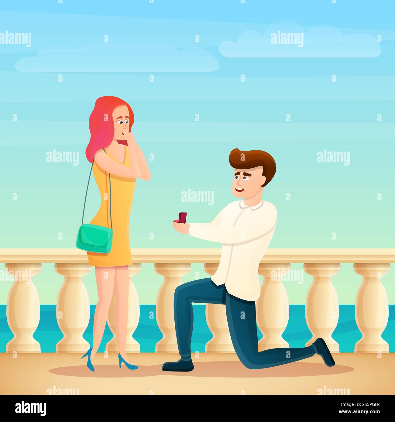 Promposal Cartoon Proposal of marriage concept banner. Cartoon illustration of proposal ...