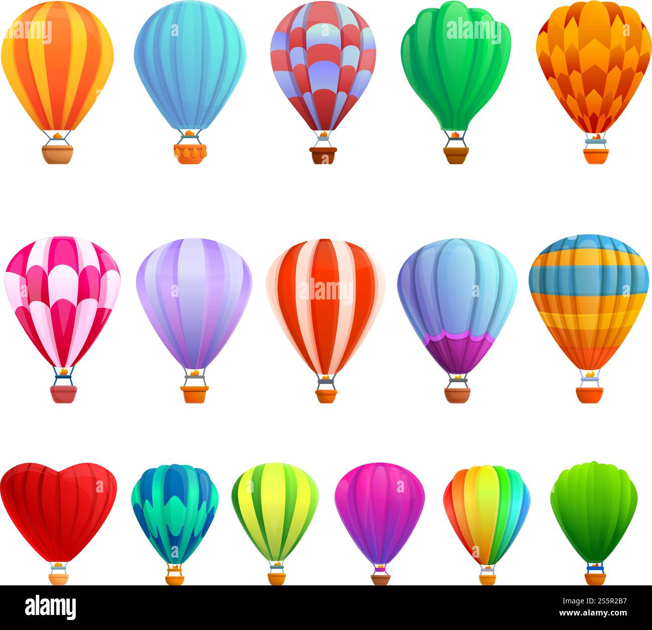 Air balloon icons set. Cartoon set of air balloon vector icons for web ...