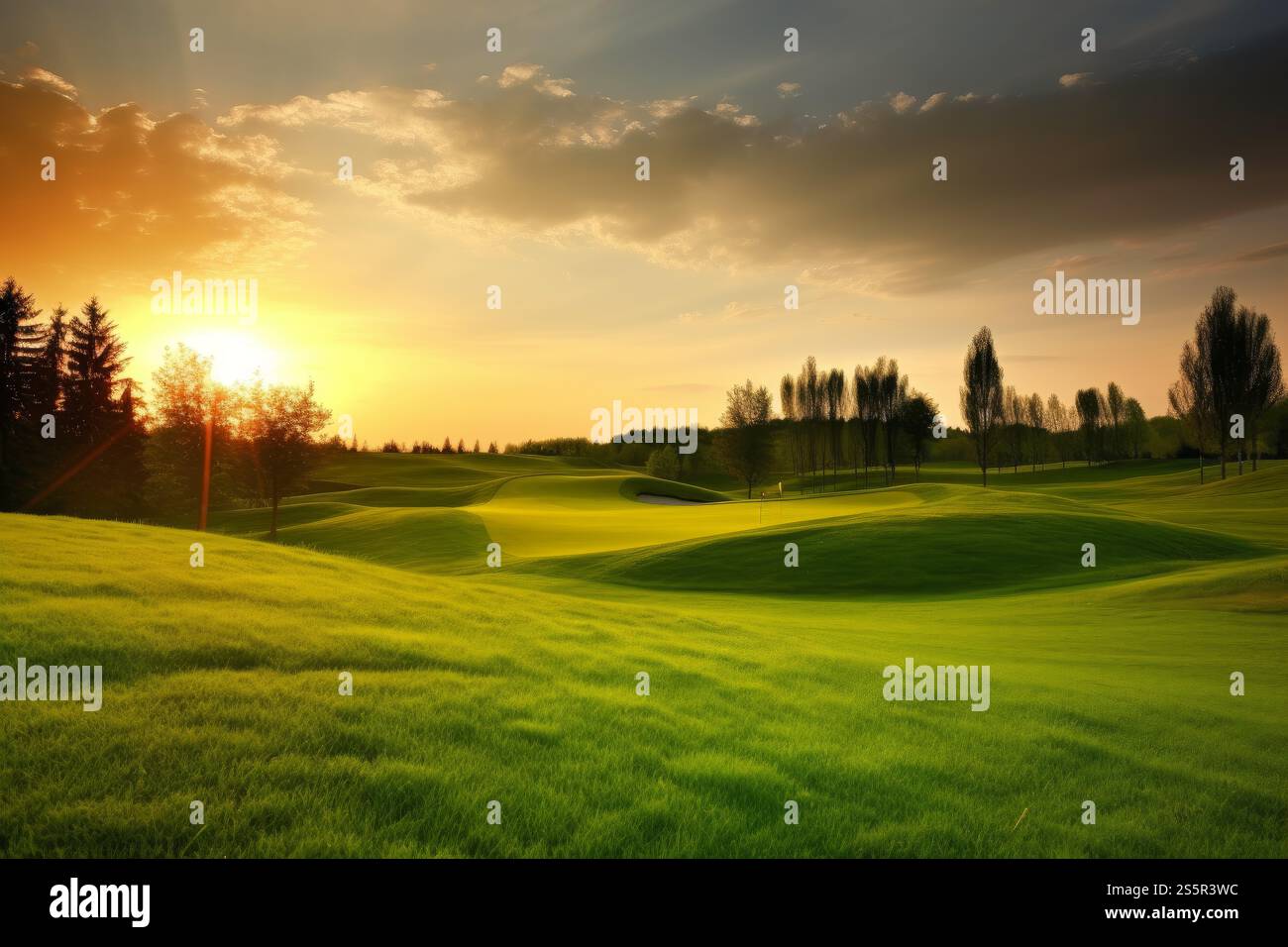 File Gold Course Green gold course sunset. Summer nature. Generate AI Stock Photo - Alamy