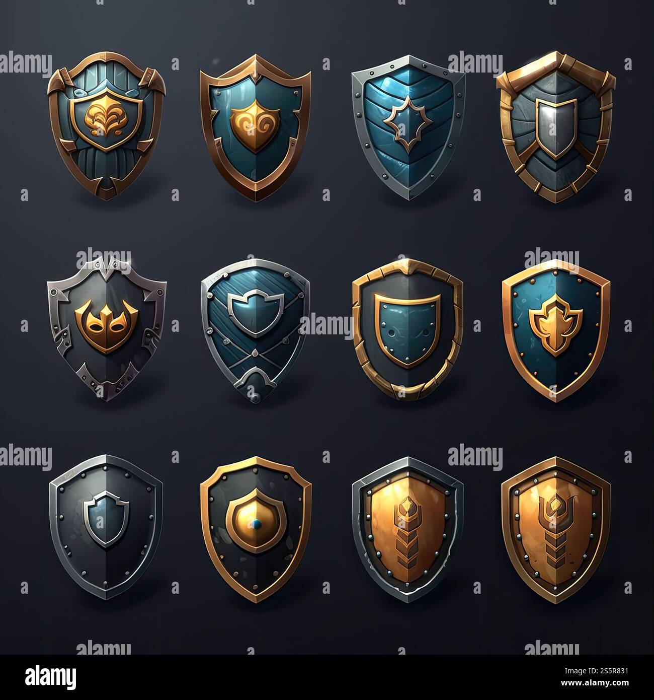 fight shield game ai generated. shape steel, badge , security icon ...