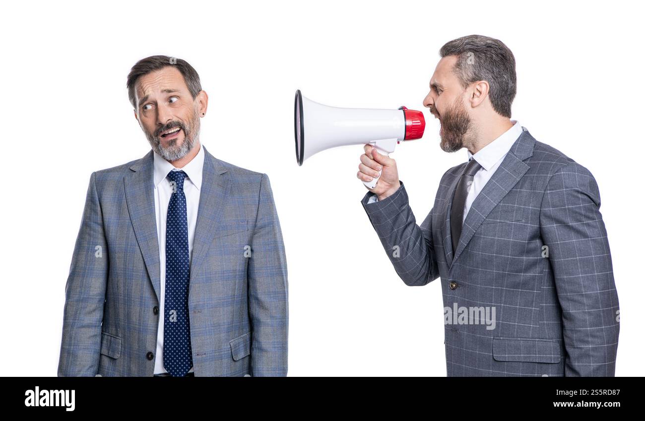 business promotion ideas by businessman shouting in megaphone isolated ...